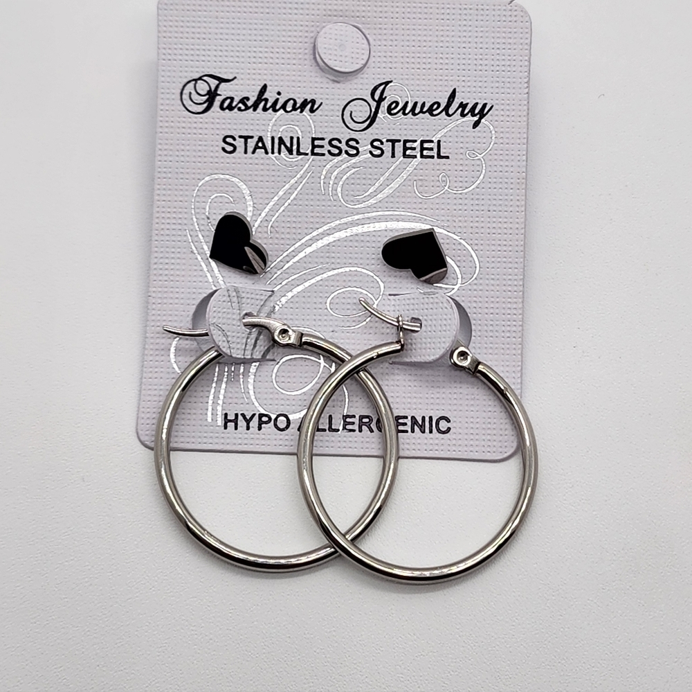 Stainless Steel Hoop Earrings - Picture 3 of 3